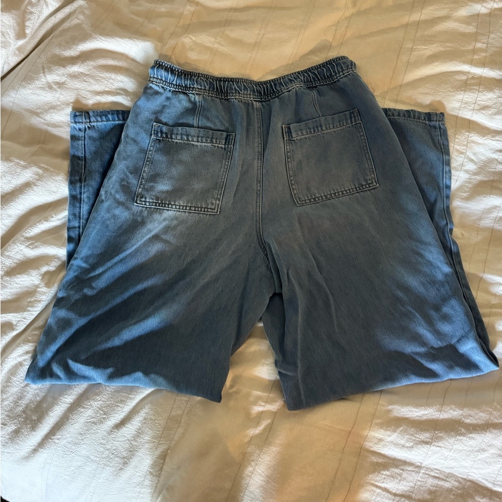 Loft Casual Light Blue Denim Pants with Drawstring